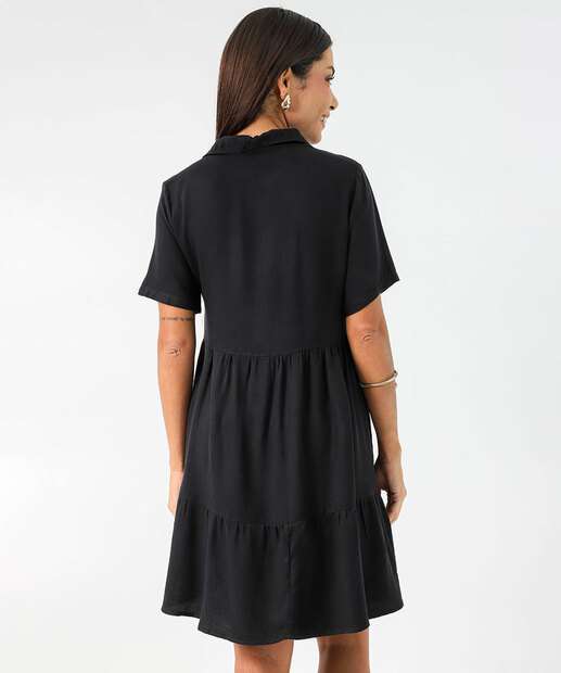 Vestido Feminino Manga Curta Marisa Preto