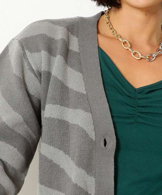 Cardigan Feminino Tricô Animal Print Marisa