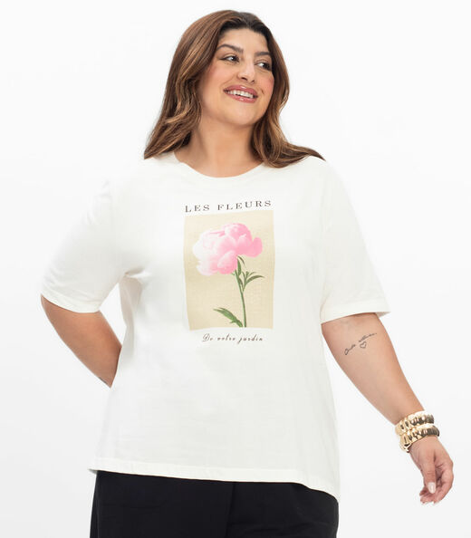 Blusa Manga Curta Feminina Plus Size Secret Glam Bege