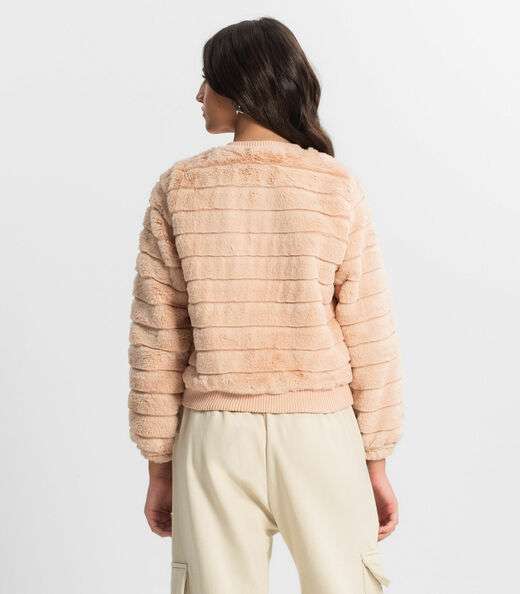 Jaqueta Juvenil Feminina Com Pelo Minty Rosa
