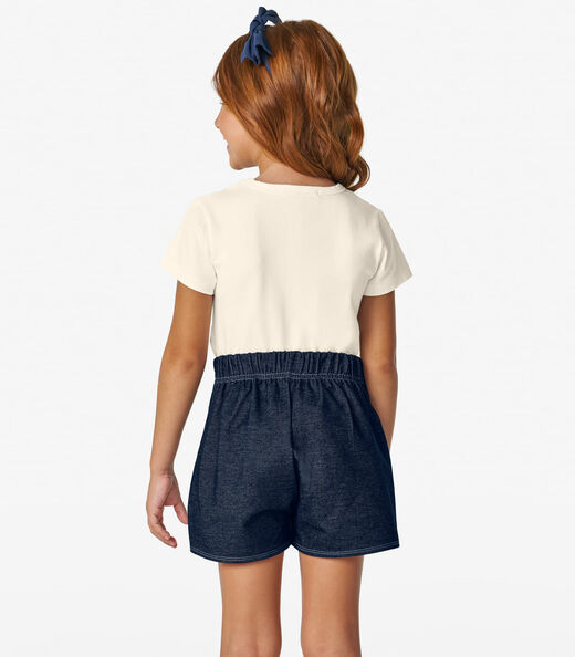 Conjunto Infantil Blusa com Shorts Saia Trick Nick Off White