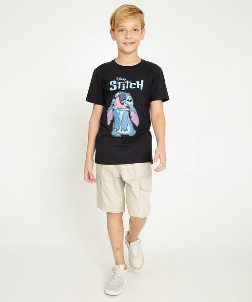 Camiseta Juvenil Estampa Stitch Disney Tam 10 a 16