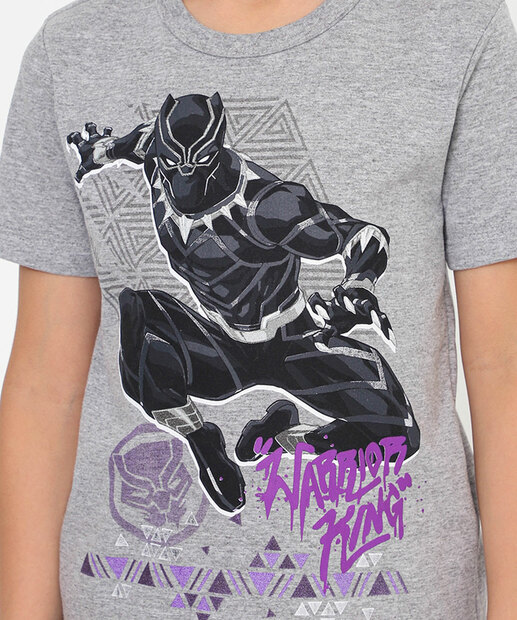 Camiseta Infantil Pantera Negra Marvel Tam 4 a 10