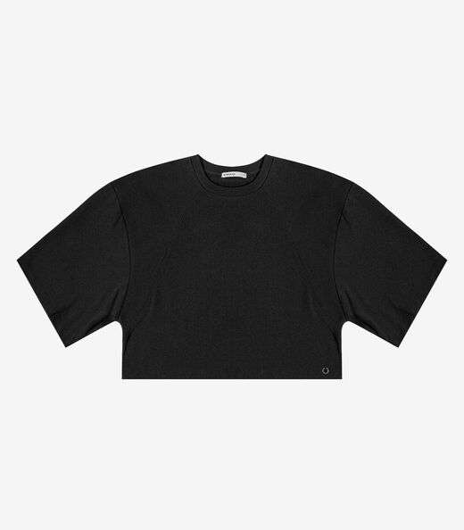 T- Shirt Feminina em Malhão e Ribana Endless Preto