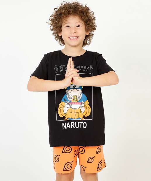Pijama Infantil Manga Curta Estampado Naruto Tam 4 a 12