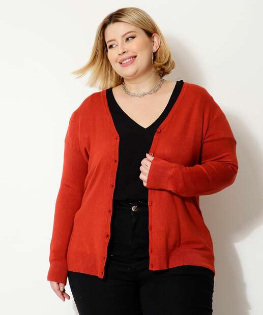 Cardigan Plus Size Feminino Botões Marisa