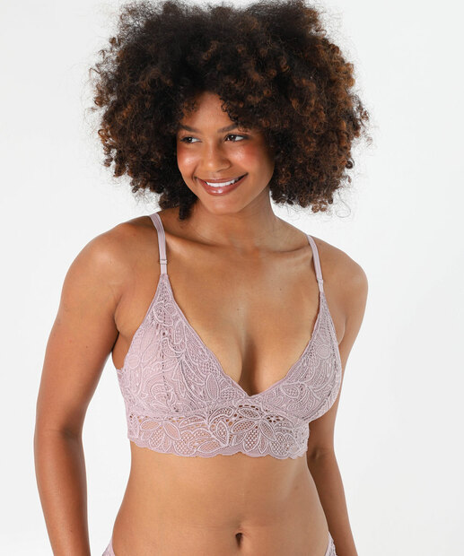 Sutiã Top Renda Com Base E Sem Bojo Marisa Lilás