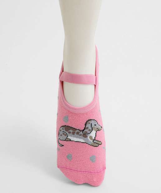 Meia Sapatilha Feminina Antiderrapante Marisa Rosa