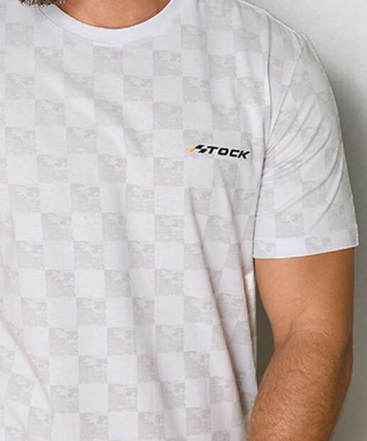 Camiseta Masculina Estampa Xadrez Manga Curta 