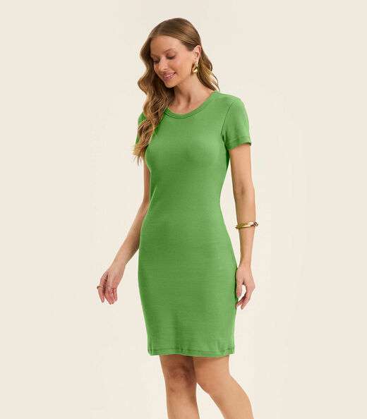 Image_Vestido Acinturado Em Ribana Canelada Rovitex Verde