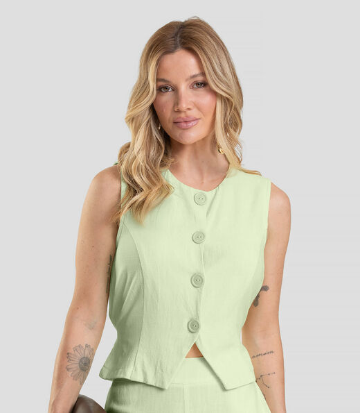 Image_Colete Feminino em Tecido Linho Dianna Verde