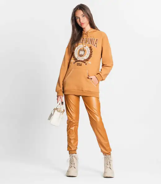 Blusão Juvenil Feminino Com Capuz Minty Marrom