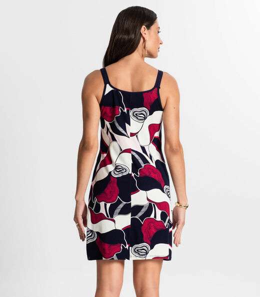 Vestido De Alça Estampado Rovitex Vermelho