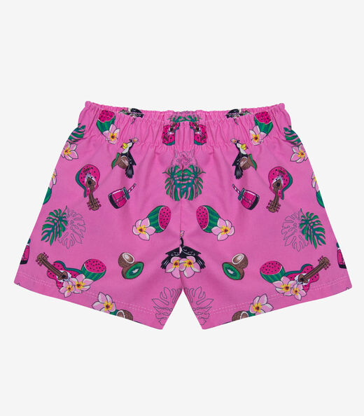 Image_Shorts Feminina Tactel Estampado Rovitex Kids Rosa