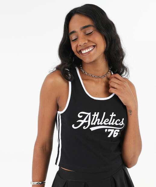 Image_Blusa Regata Feminina Frase Listras Marisa Preto