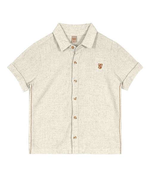 Camisa Infantil Masculina Com Botões Trick Nick Bege