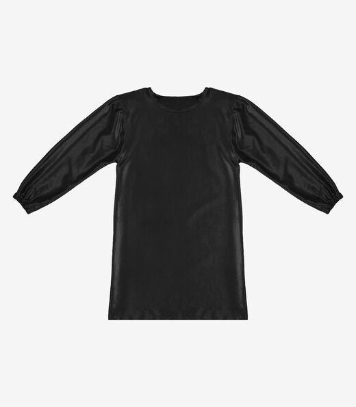 Vestido Feminino Manga Longa Curto Infinita Cor Preto