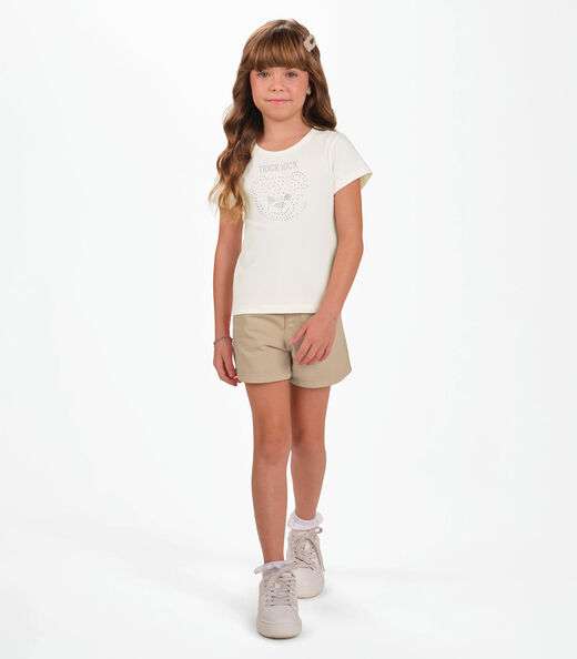 Conjunto Infantil Blusa Com Shorts Trick Nick Bege