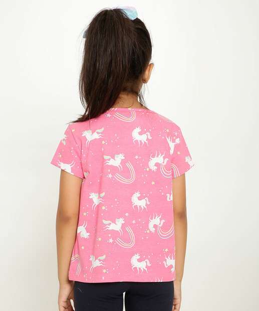 Camiseta Infantil Manga Curta Unicórnio Marisa Tam 4 a 10