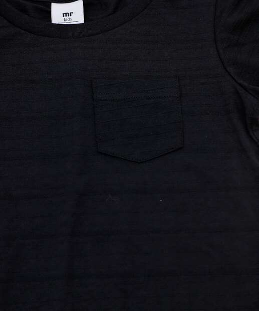 Camiseta Infantil Textura Bolso MR Tam 4 a 10