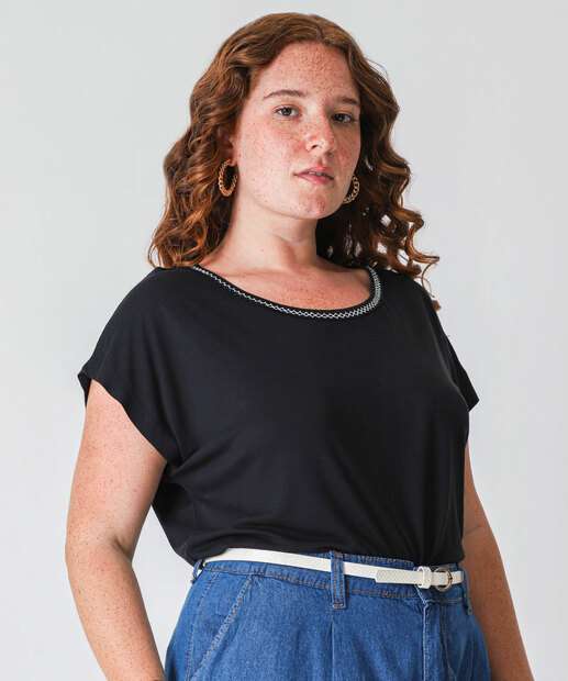 Image_Blusa Plus Size Feminina Manga Curta Marisa Preto