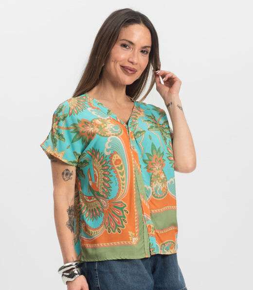 Blusa Feminina Estampada Infinita Cor Verde
