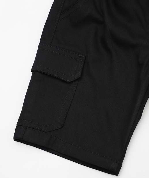 Bermuda Infantil Sarja Cargo Tam 4 a 8 Preto