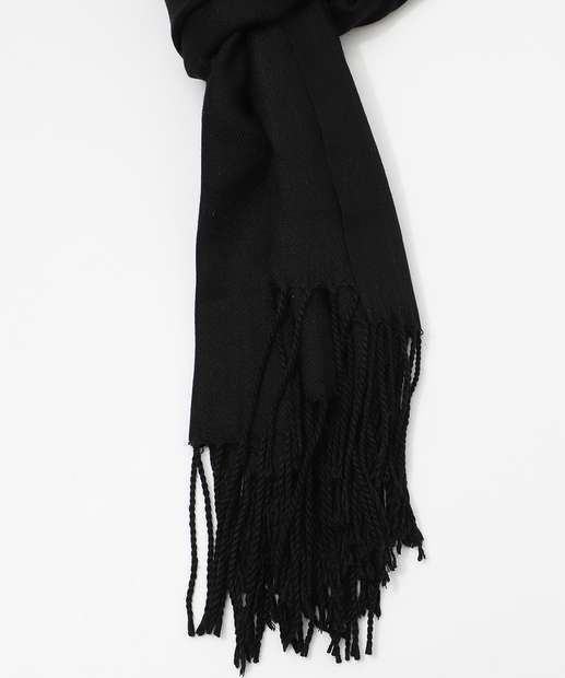 Cachecol Feminino Liso Franja Marisa Preto