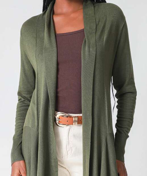 Cardigan Feminino Assimétrico Alongado Marisa Verde