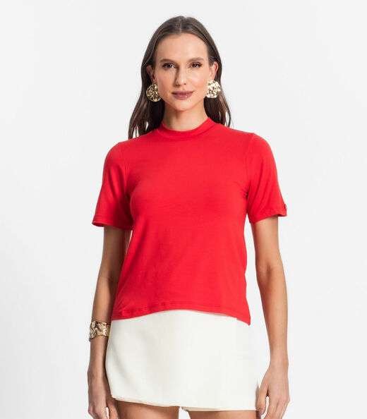Blusa De Viscotorcion Básica Feminina Endless Vermelho