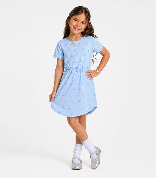 Vestido Curto Infantil Estampado Select Azul