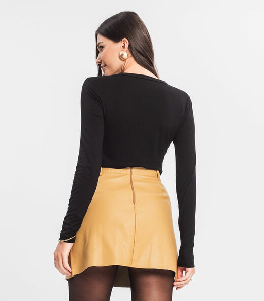 Blusa Manga Longa Decote V Básica Select Preto