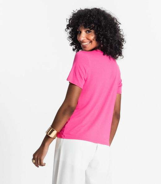 Blusa Feminina Manga Curta Select Rosa