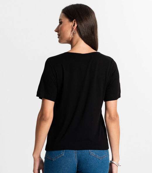 Blusa Feminina Manfa Curta Rovitex Preto