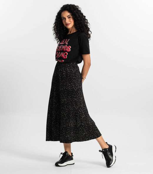 Saia Midi Feminina Rovitex Preto