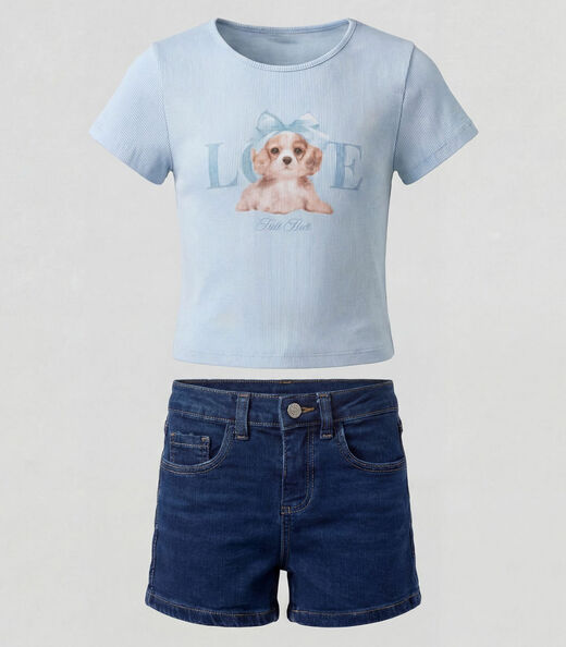 Image_Conjunto Menina Blusa Com Shorts Trick Nick Azul