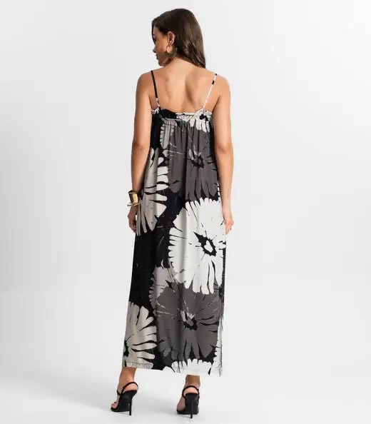 Vestido Midi De Alça Endless Cinza