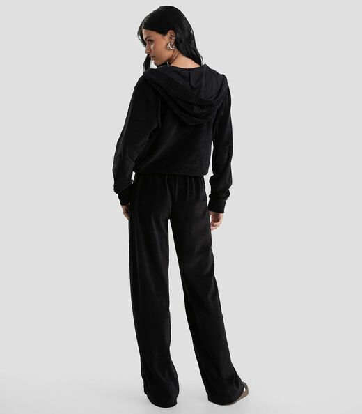 Calça Feminina Pantalona em Plush Dianna Preto