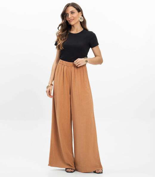 Calça Feminina Pantalona Lisa Select Chocolate