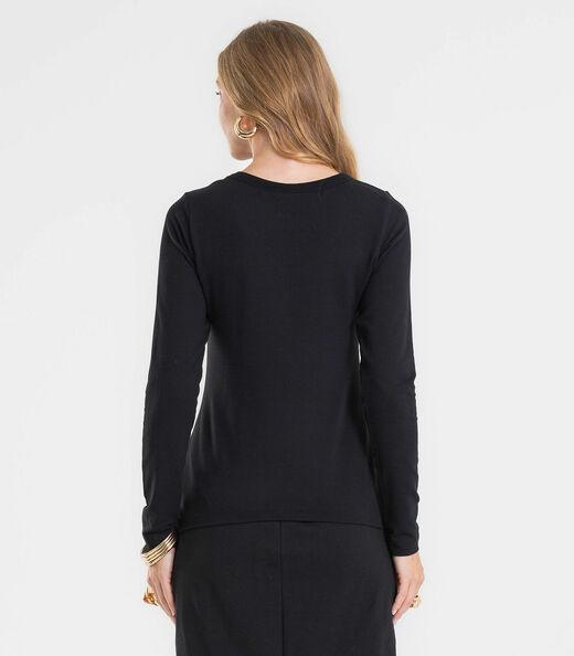 Blusa Feminina Manga Longa Em Molecotton Rovitex Preto