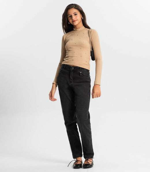 Blusa Juvenil Feminina Em Ribana Minty Marrom