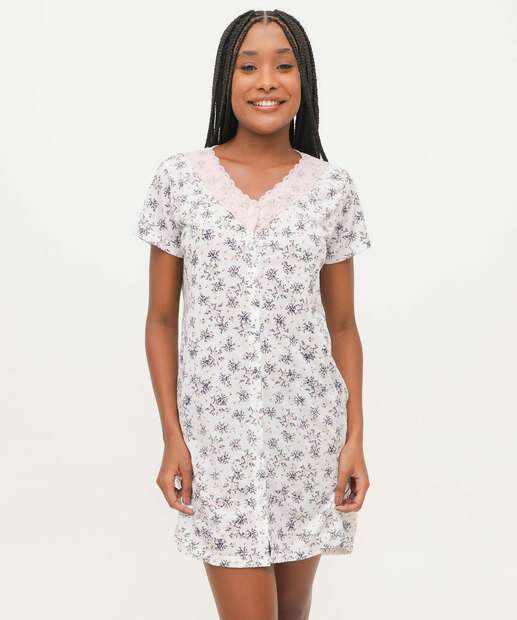 Camisola Botões Estampada Manga Curta Marisa