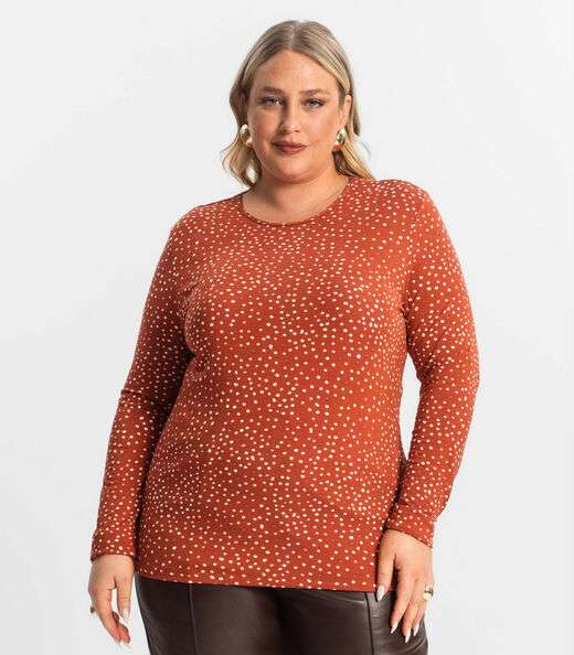 Blusa Feminina Manga Longa Plus Size Secret Glam Vermelho