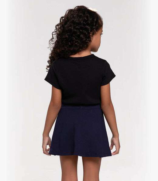 Blusa Cropped Infantil Ribana Canelada Trick Nick Preto
