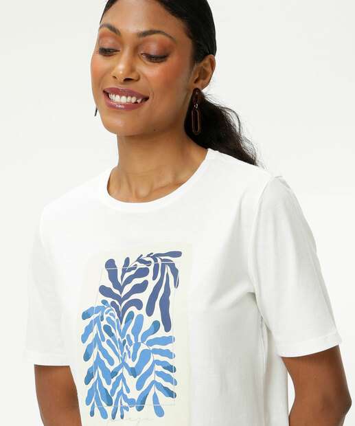 Blusa Feminina Estampa Folhas Manga Curta Marisa