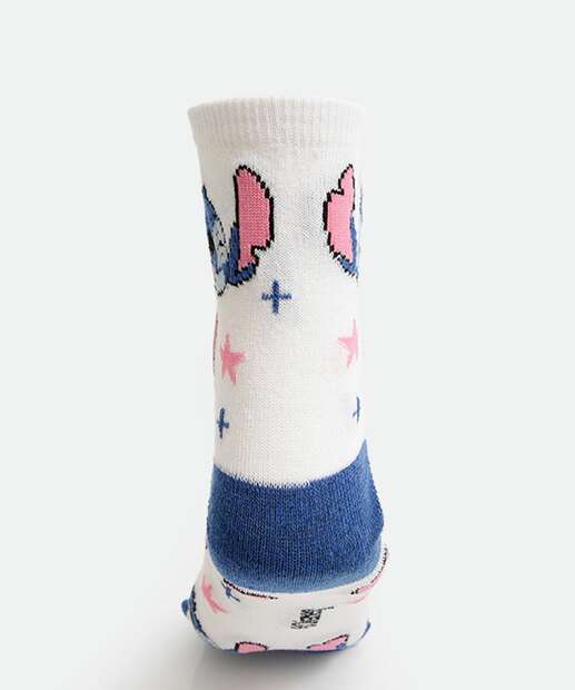 Kit 2 Meias Feminina Estampa Stitch Disney