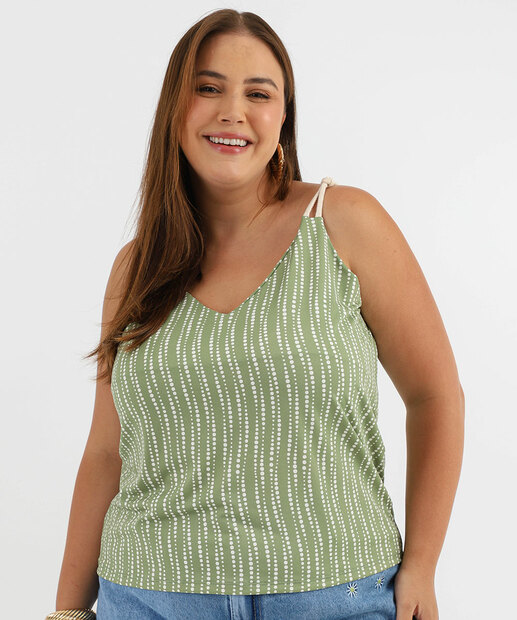 Image_Blusa Plus Size Feminina Crepe Poá Marisa Verde