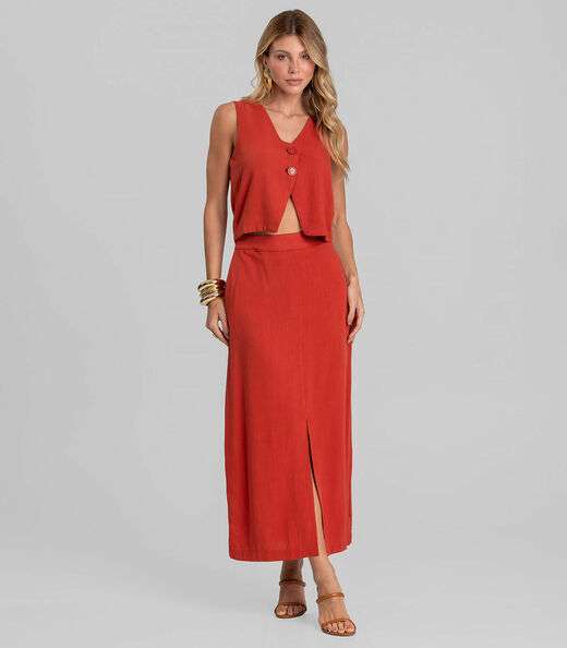 Image_Saia Midi Em Tecido Linho Dianna Laranja