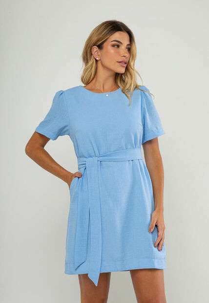 Vestido Curto Com Faixa Azul Salvatore