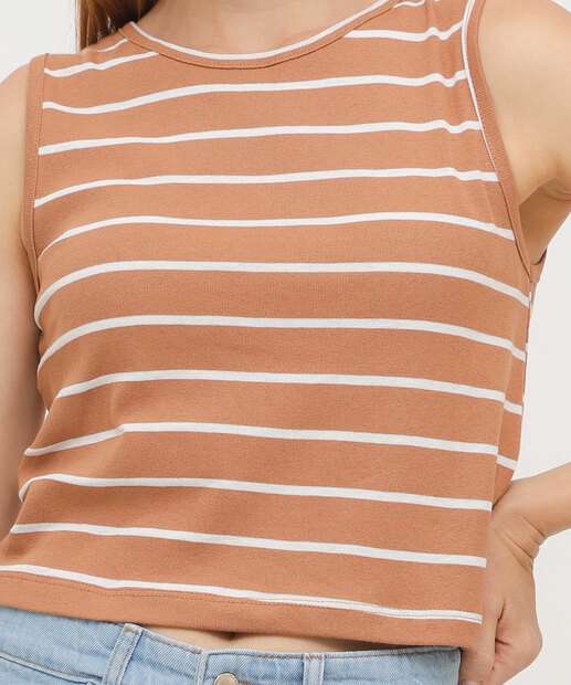 Blusa Feminina Listrada Sem Manga Marisa